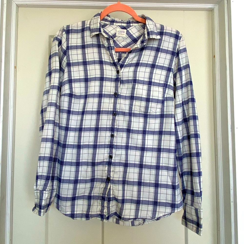 J crew button down blue shirt